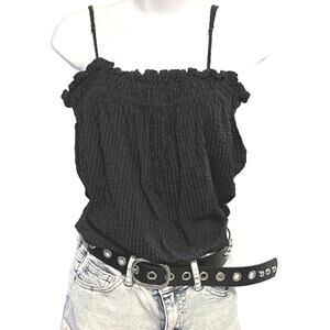 Banana Republic, Black Ruffled Spaghetti Strap Top, Size Small